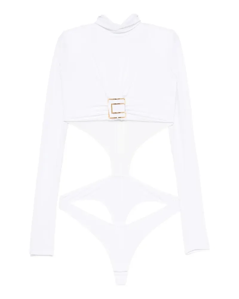Elisabetta Franchi Cropped-Top mit Logo-Schild - Weiß Weiß