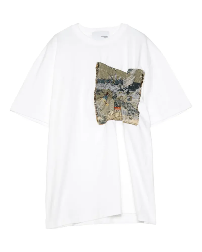 Yoshio Kubo T-Shirt mit Tapisserie-Tasche - Weiß Weiß