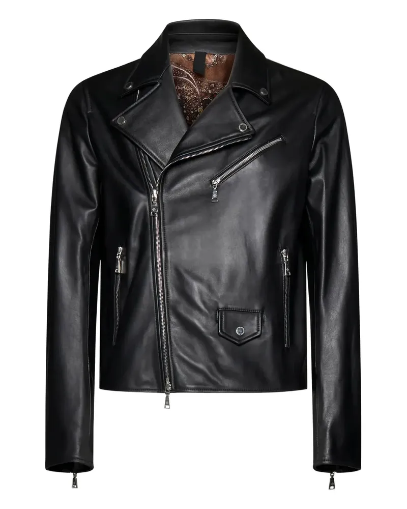 Tagliatore Lederjacke mit asymmetrischem Reißverschluss - Schwarz Schwarz