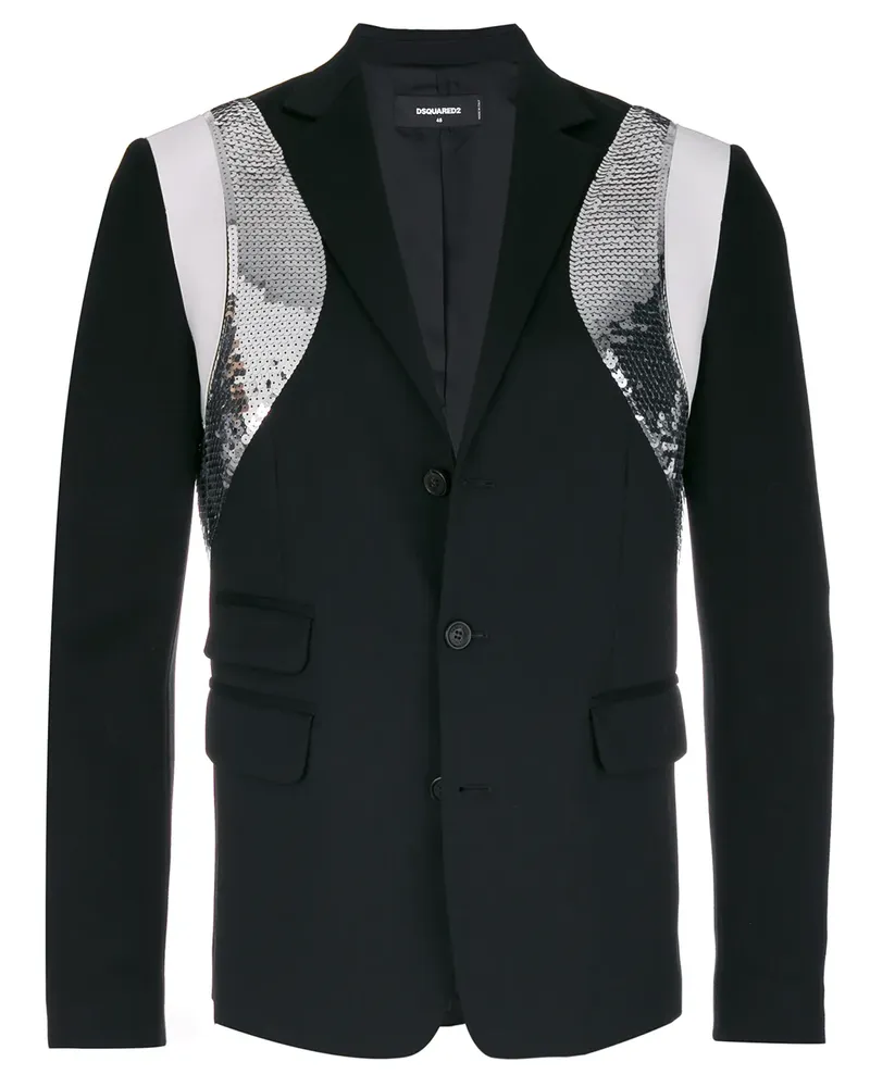 Dsquared2 Sakko mit Kontrasteinsätzen - Schwarz Schwarz