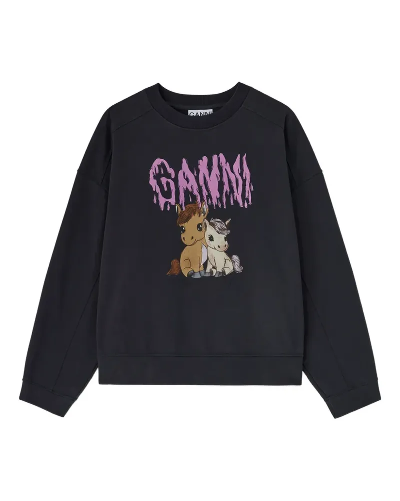 Ganni Sweatshirt mit grafischem Print - Grau Grau
