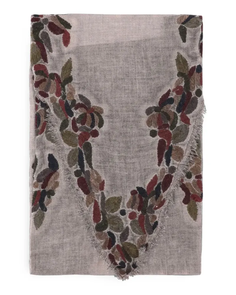 Faliero Sarti embroidered frayed scarf - Grau Grau