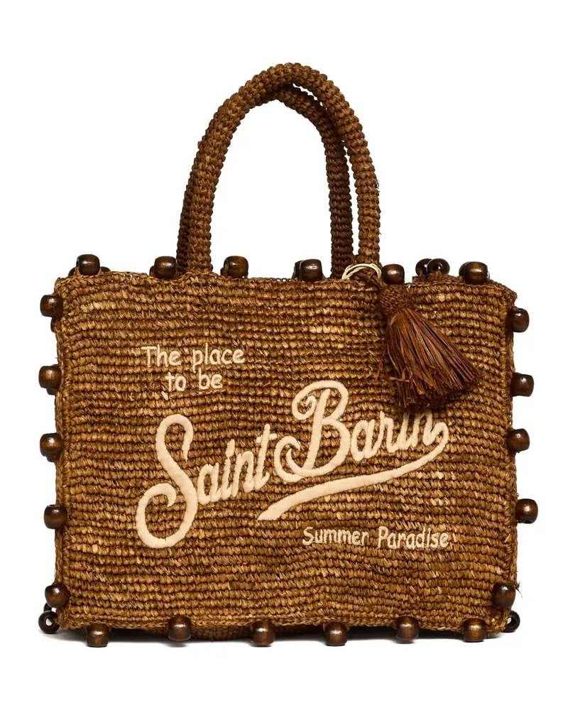MC2 Saint Barth Colette bead-embellished raffia tote bag - Braun Braun