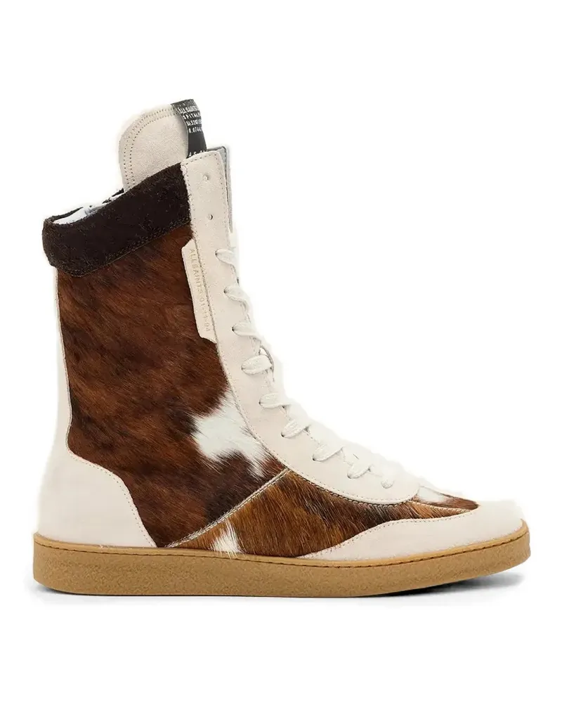 AllSaints Louise cow-print sneakers - Nude Nude