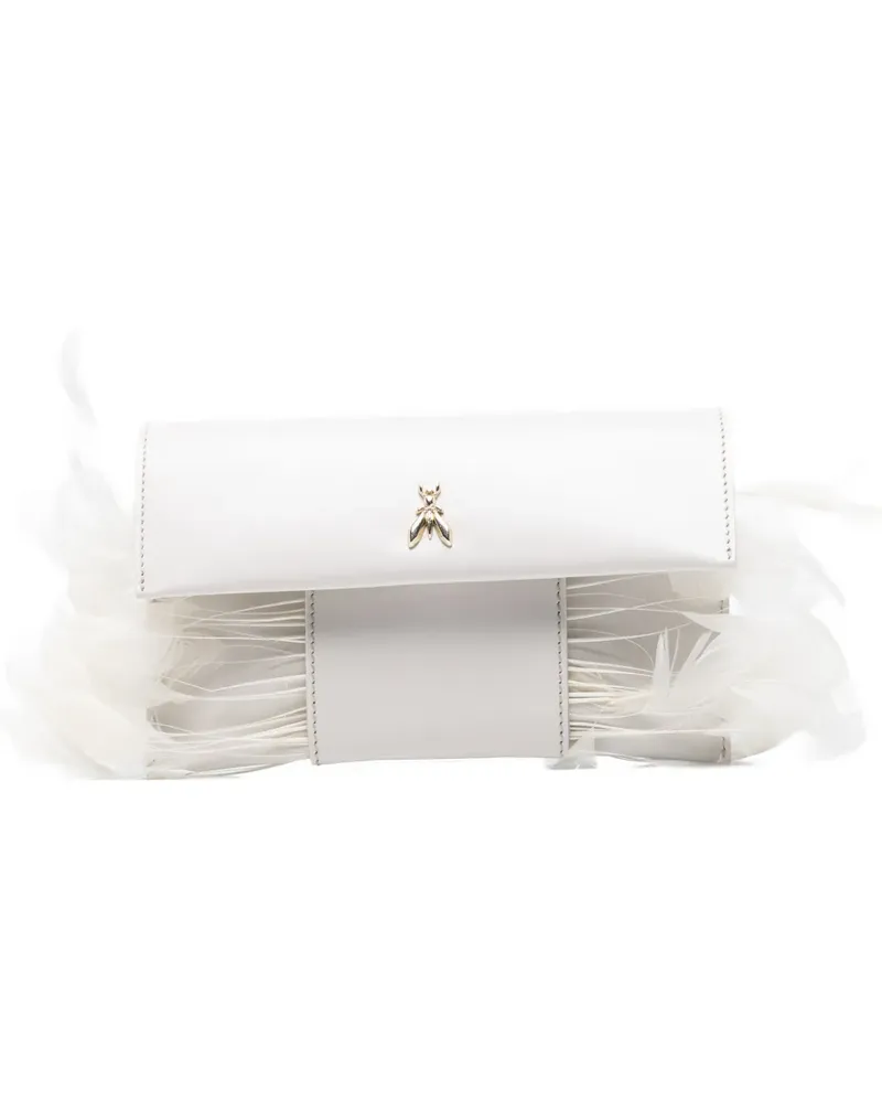 Patrizia Pepe feather-trim leather cross body bag - Weiß Weiß