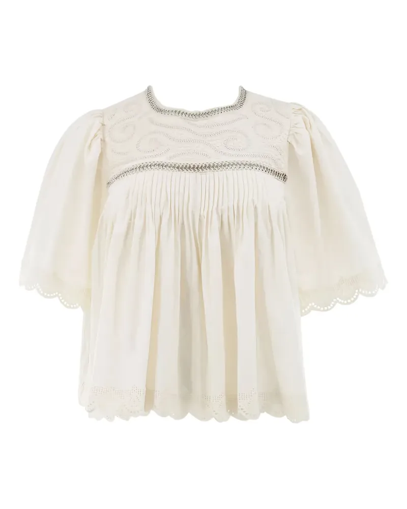 Sea Bestickte Larissa Bluse mit Falten - Nude Nude