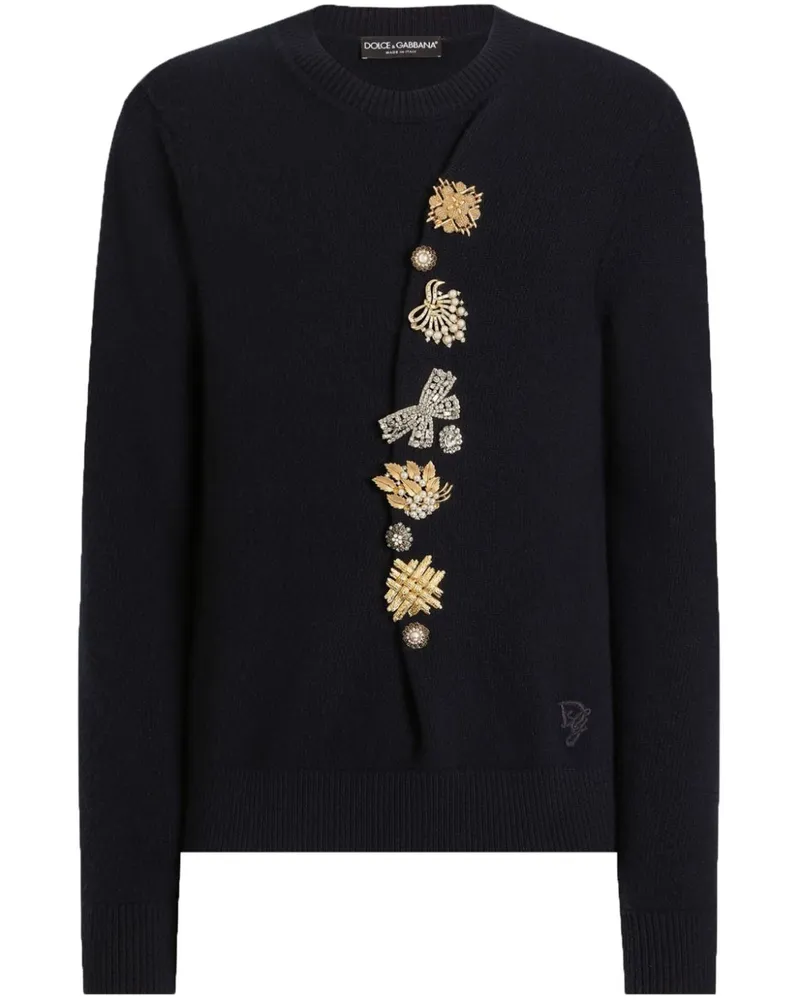 Dolce & Gabbana Pullover mit Brosche - Blau Blau