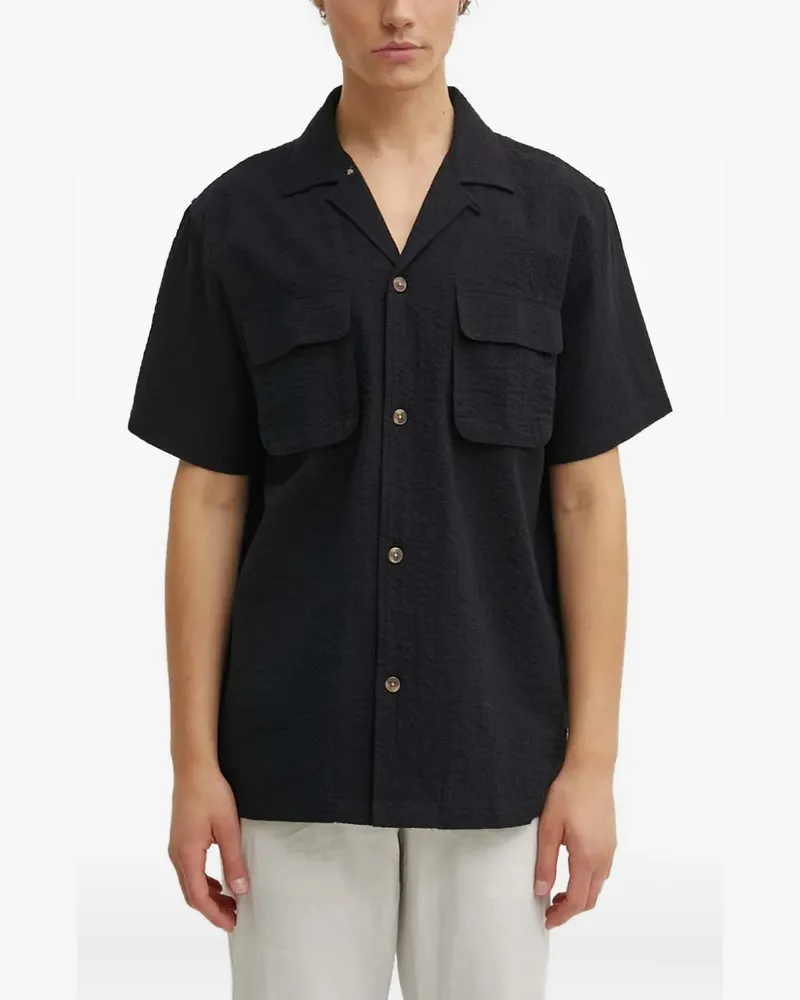 LES DEUX pocket textured shirt - Schwarz Schwarz