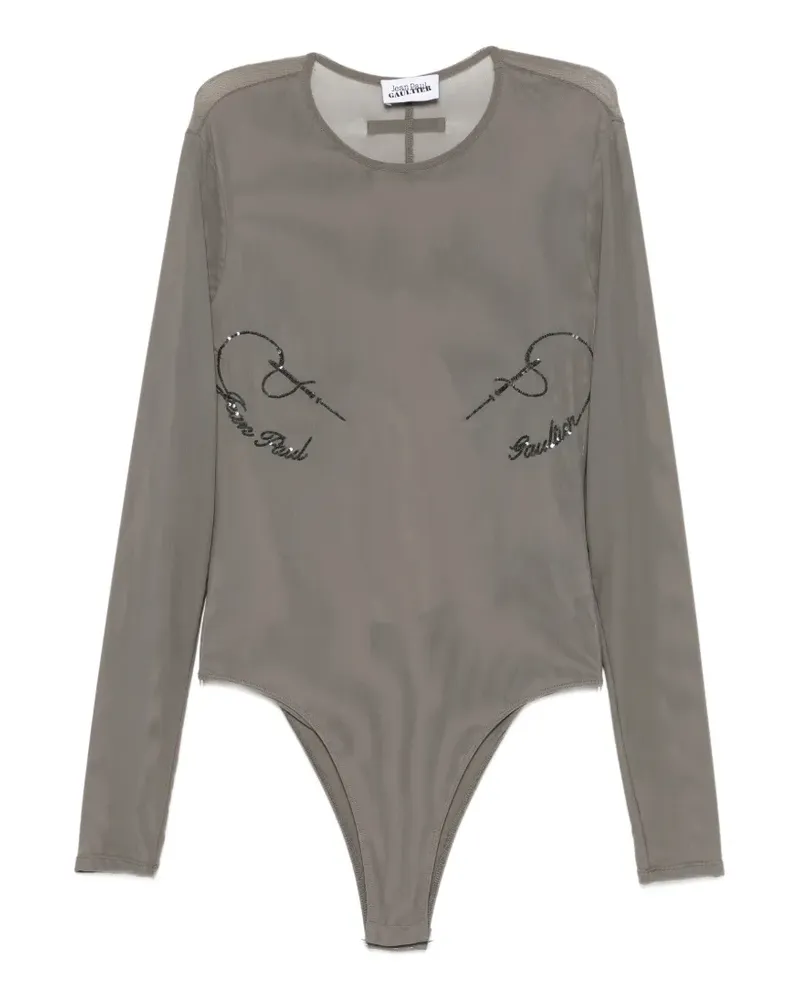 Jean Paul Gaultier Body mit Pailletten - Grau Grau