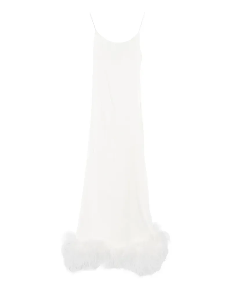 Oséree feather-trim midi dress - Weiß Weiß