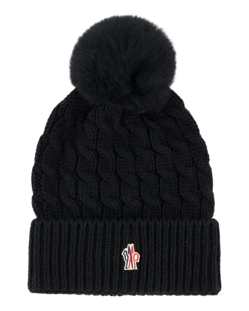 Moncler Beanie mit Zopfstrickmuster - Schwarz Schwarz
