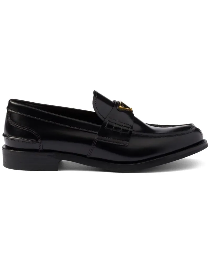 Prada Loafer aus gebürstetem Leder - Schwarz Schwarz