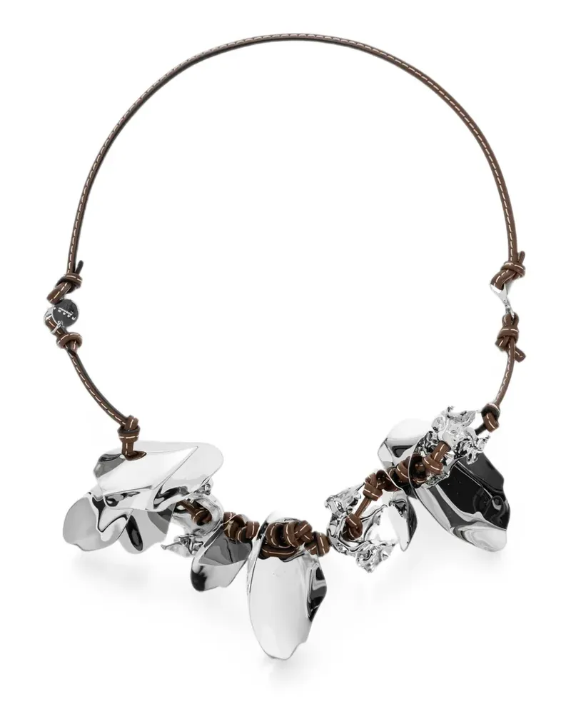 Marni leather-cord abstract-pendant necklace - Silber Silber