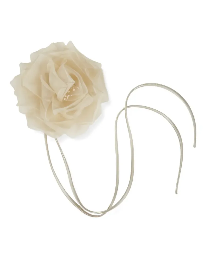 Max Mara floral-applique necktie - Nude Nude