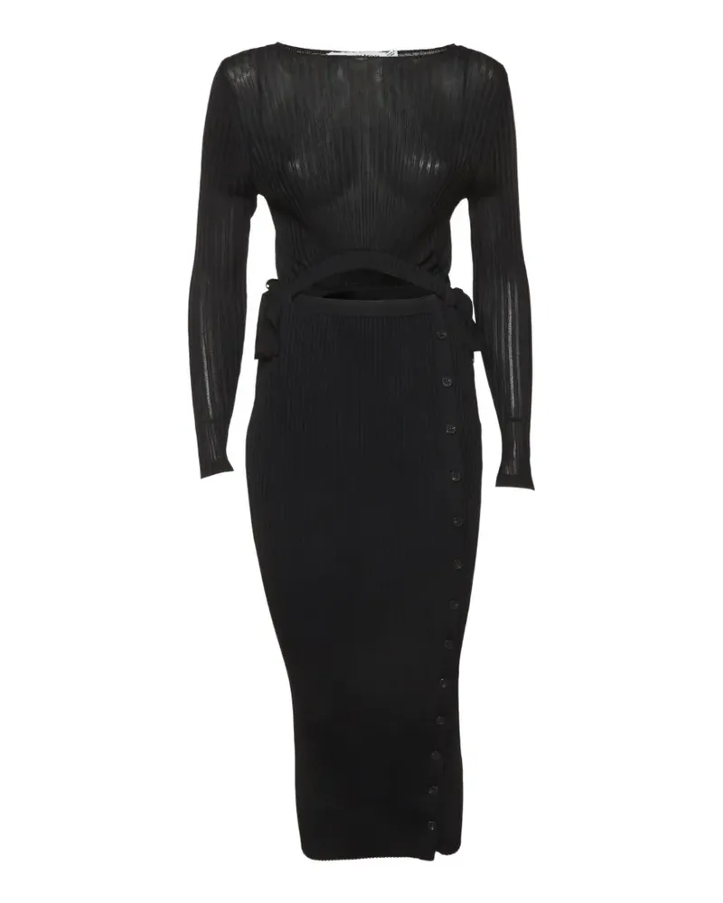 Self-Portrait 2020 Midikleid mit Cut-Out - Schwarz Schwarz