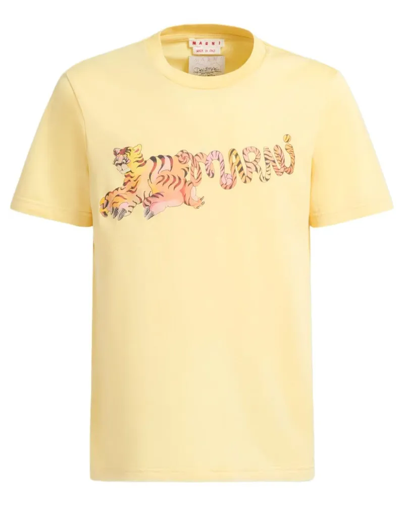 Marni T-Shirt mit Logo-Print Gelb