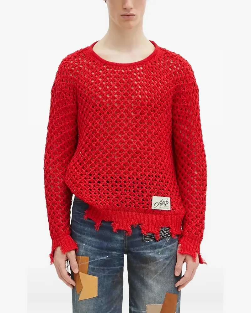 Andersson Bell Ausgefranster Pullover mit Lochstrickmuster - Rot Rot