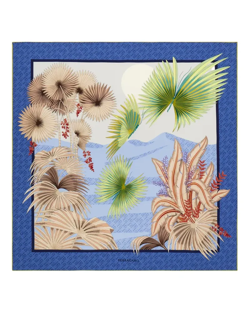 Ferragamo Seidenschal mit Dure-Print - Blau Blau