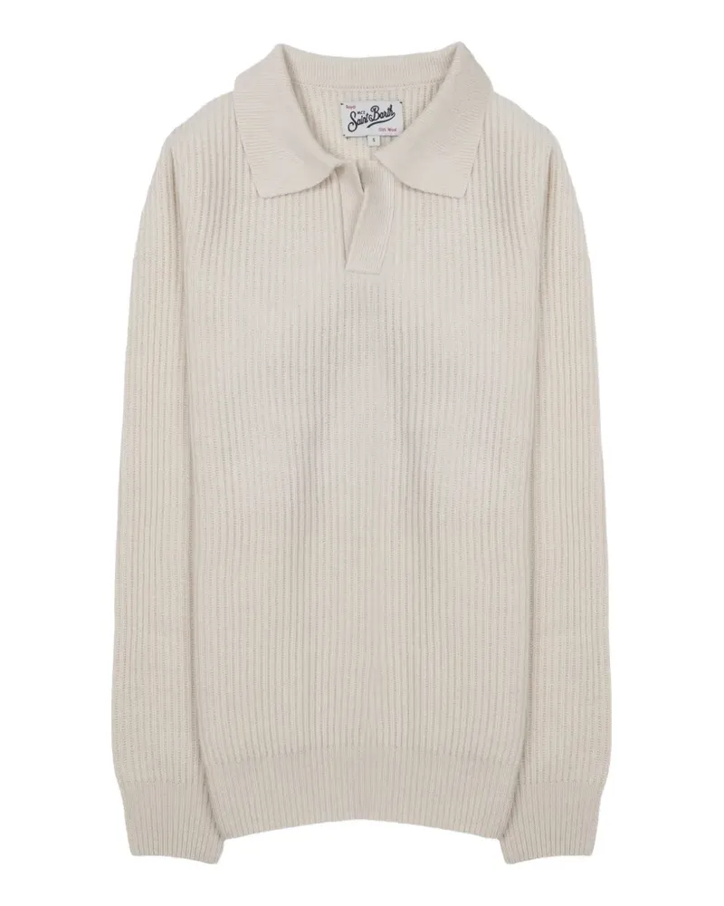 MC2 Saint Barth ribbed-knit polo-collar sweatshirt - Nude Nude