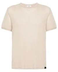 Courrèges T-Shirt in Lochstrick mit Logo-Patch Nude