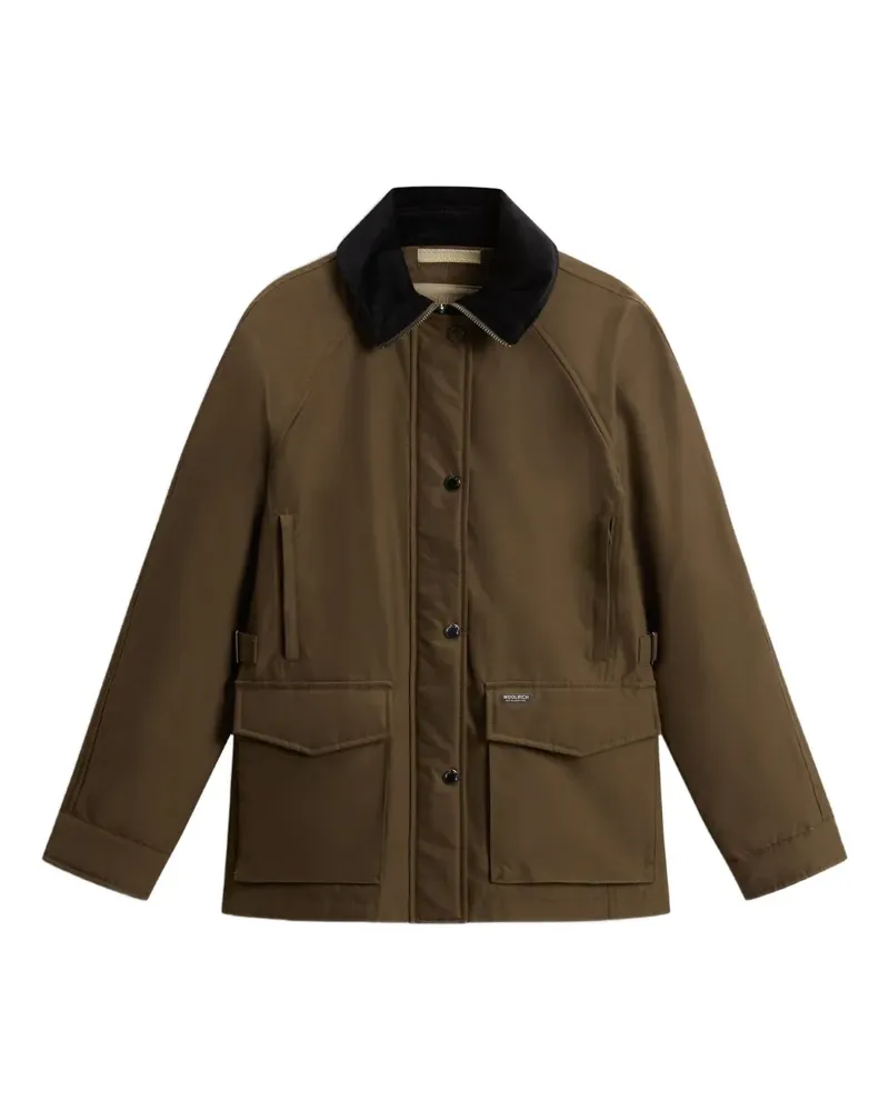 Woolrich Jacke mit Samtkragen und Klappentaschen - Grün Grün