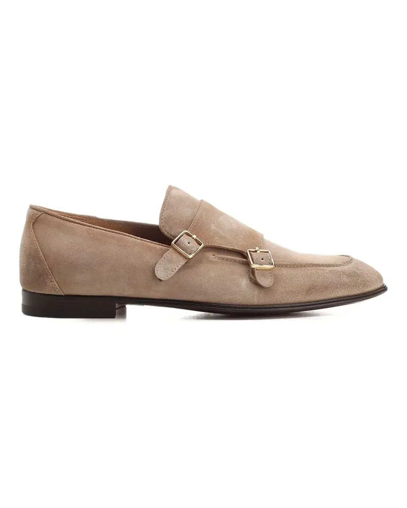 Corvari 1846 double-buckle suede loafers - Nude Nude