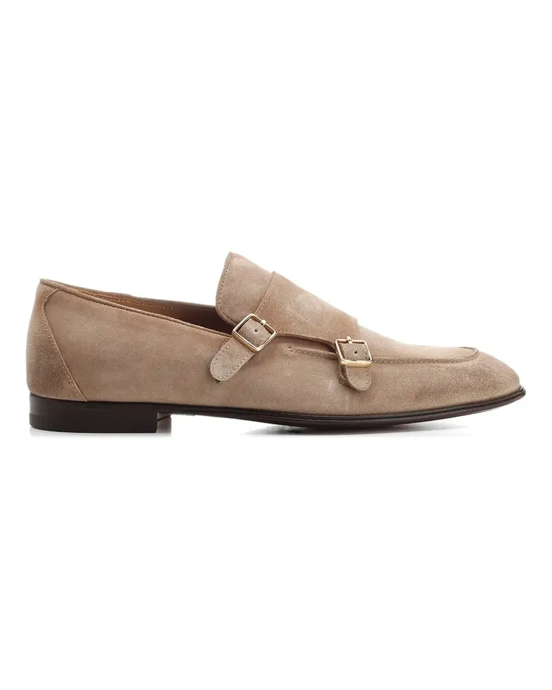 Corvari 1846 double-buckle suede loafers - Nude Nude