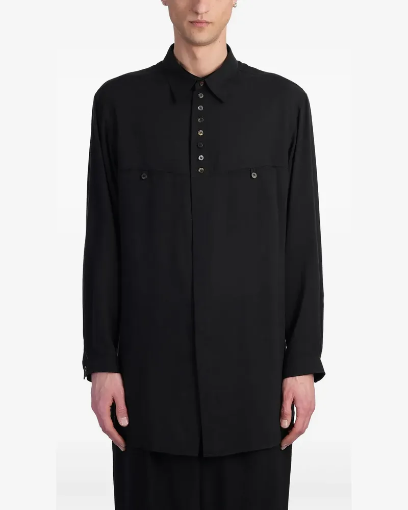 Yohji Yamamoto Langärmeliges Hemd - Schwarz Schwarz