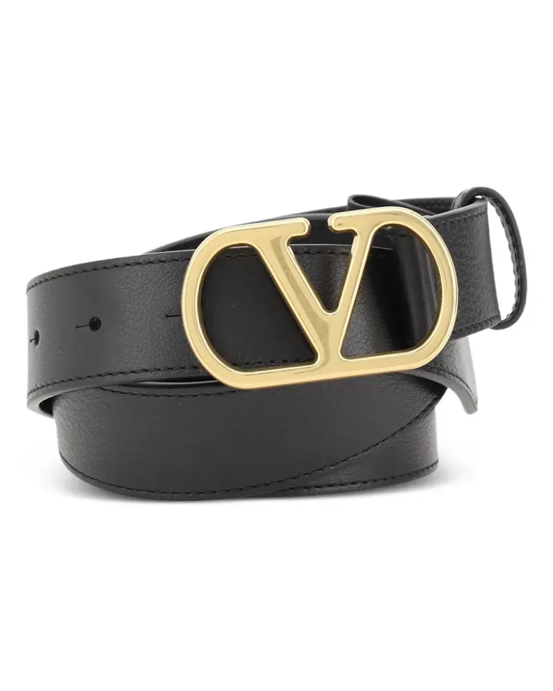 Valentino Garavani VLogo Signature Gürtel aus Leder 30mm - Schwarz Schwarz