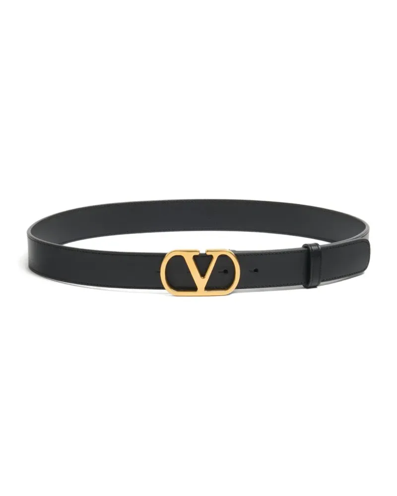 Valentino Garavani VLogo Signature Gürtel aus Leder 30mm - Schwarz Schwarz