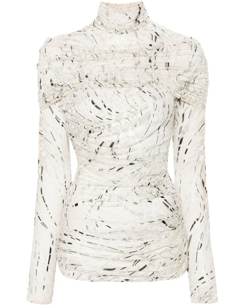 Thierry Mugler Oberteil mit abstraktem Print - Weiß Weiß