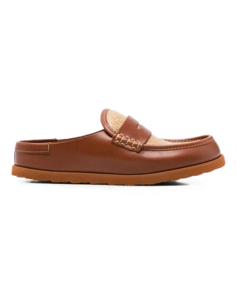 Birkenstock Naples raffia-panel mules - Braun Braun