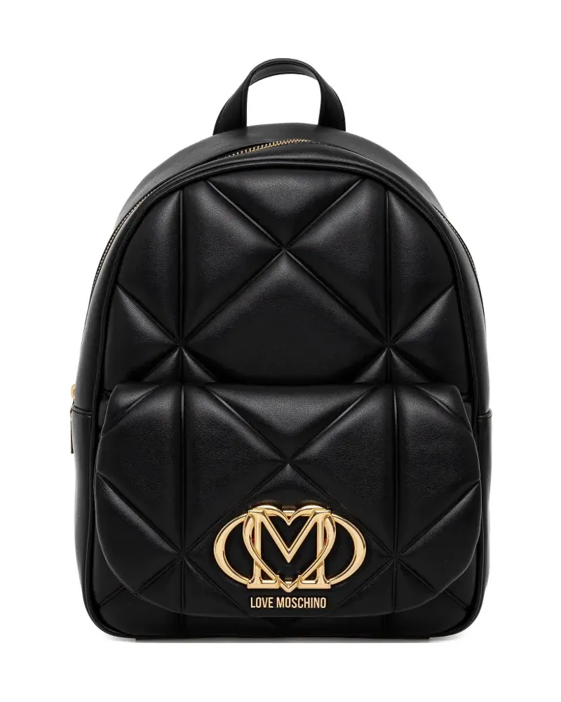 Moschino Gesteppter Rucksack mit Logo - Schwarz Schwarz