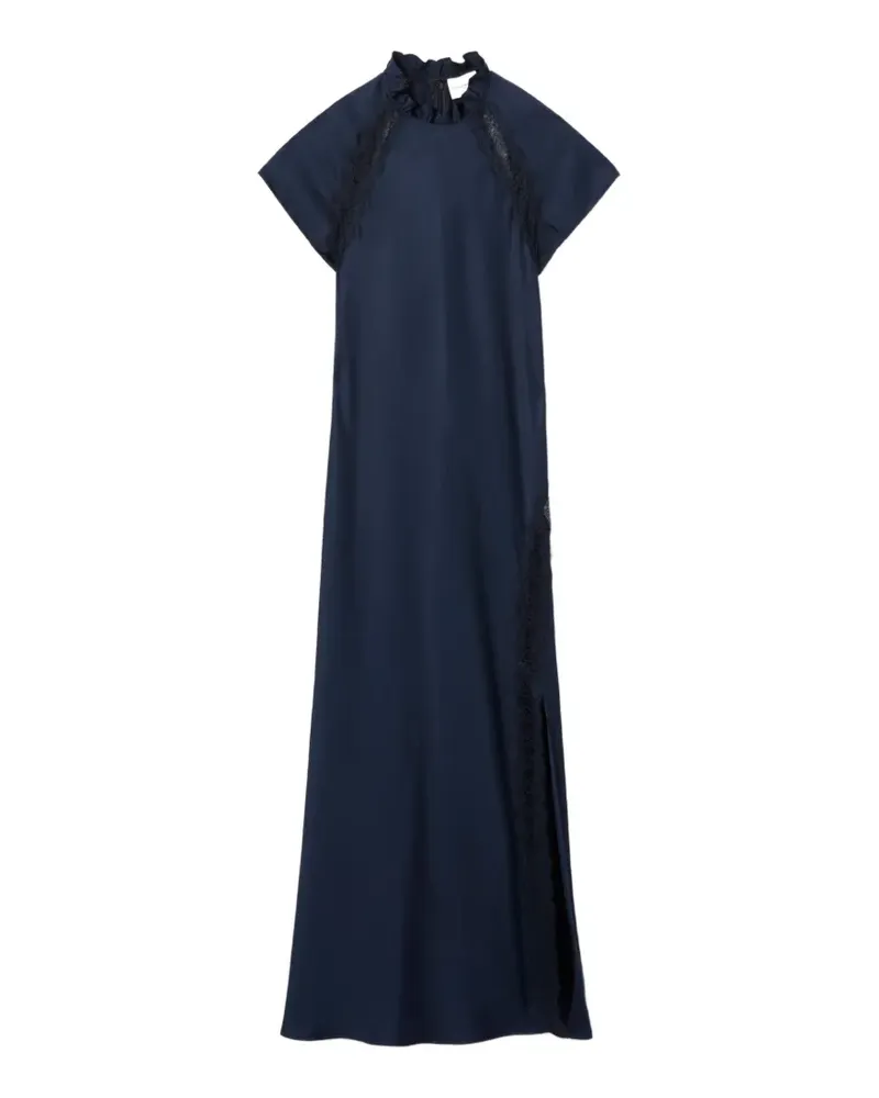 Claudie Pierlot Gerüschtes Maxikleid mit Spitzenbesatz - Blau Blau
