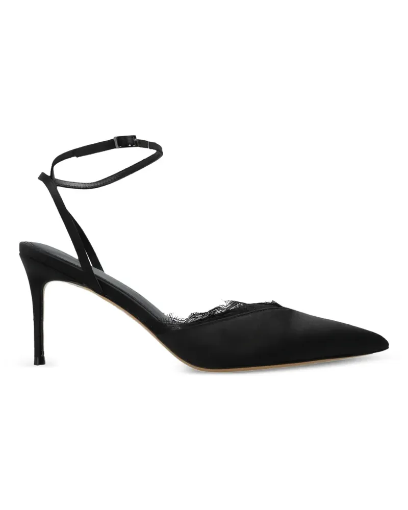 BLACK SUEDE STUDIO Pumps aus Satin mit Spitzenbesatz - Schwarz Schwarz
