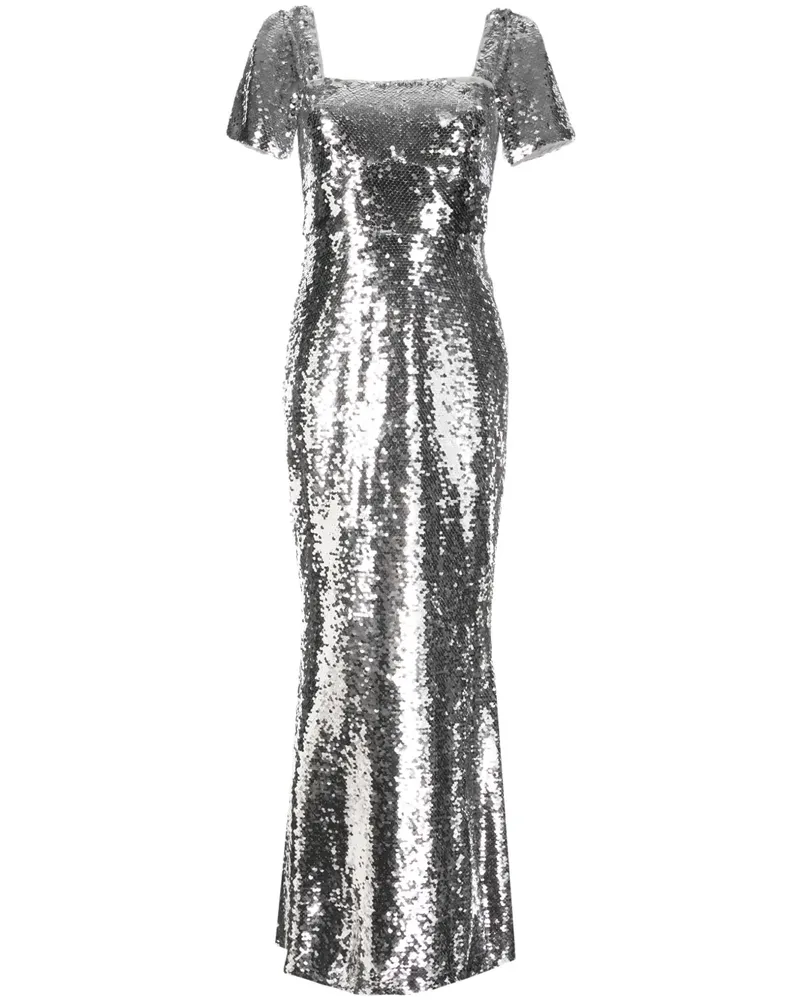 Self-Portrait Maxikleid mit Pailletten - Silber Silber