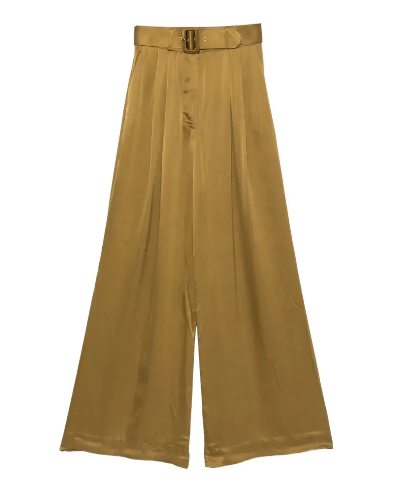 Zimmermann Tuck Palazzohose mit Gürtel und Satin-Finish - Grün Grün