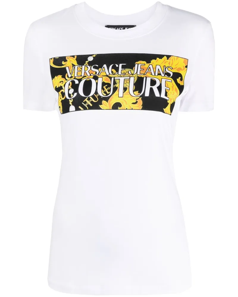 Versace Jeans T-Shirt mit Logo-Print Weiß