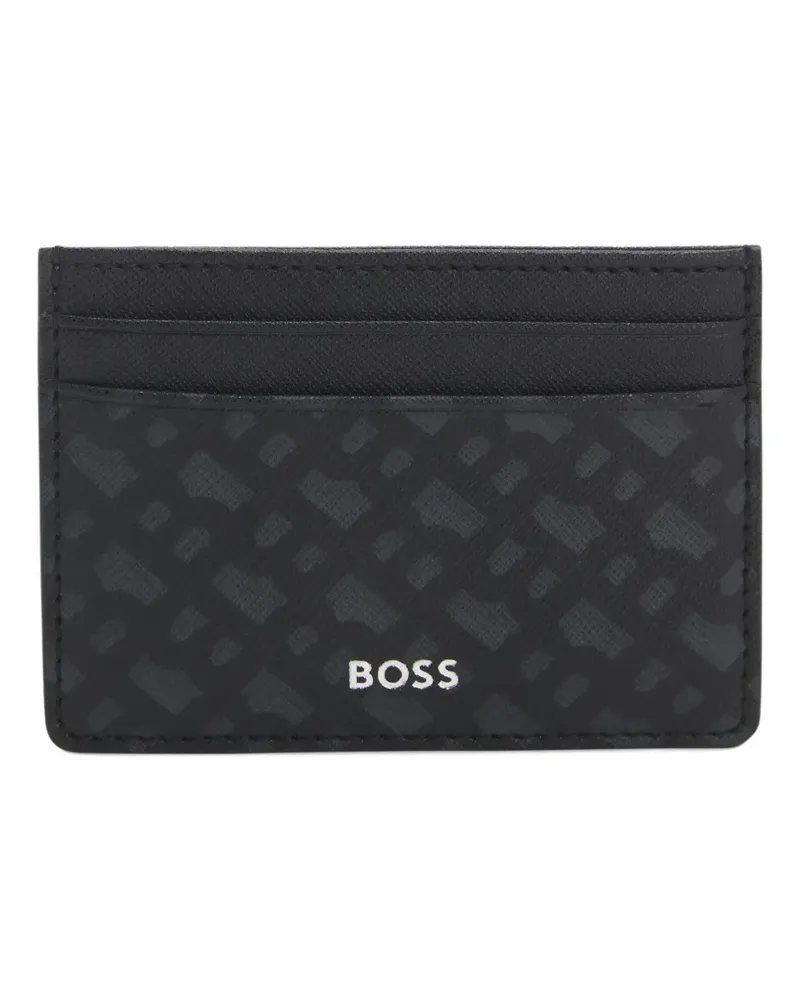 HUGO BOSS Kartenetui mit Monogrammmuster - Schwarz Schwarz
