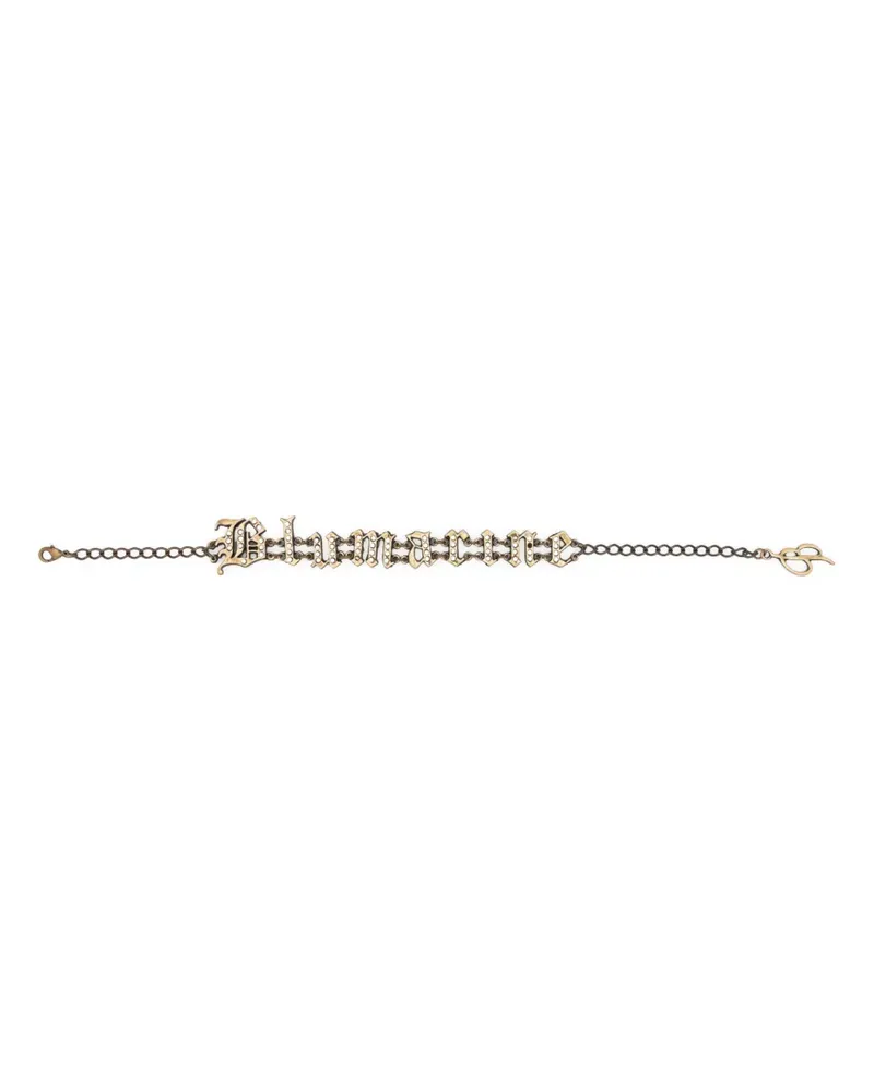 Blumarine Halskette mit kristallverziertem Logo - Silber Silber