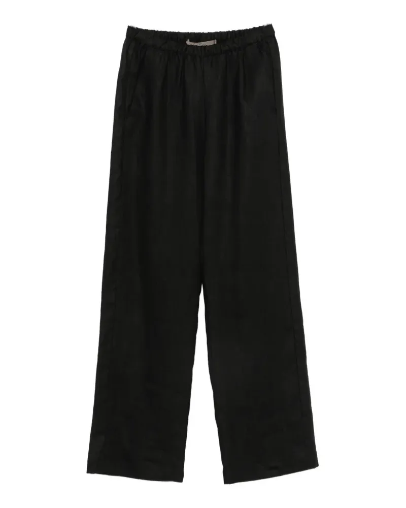 Enza Costa elasticated-waist wide-leg trousers - Schwarz Schwarz