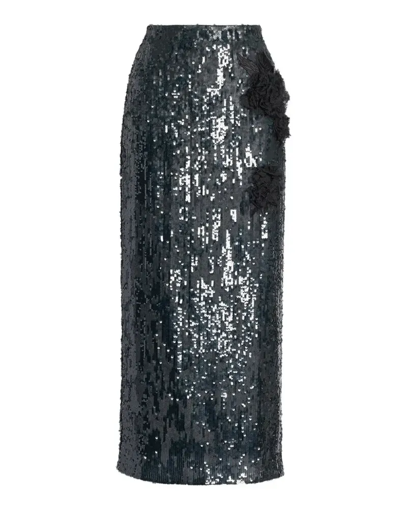 Erdem floral-applique sequin-embellished midi skirt - Grün Grün