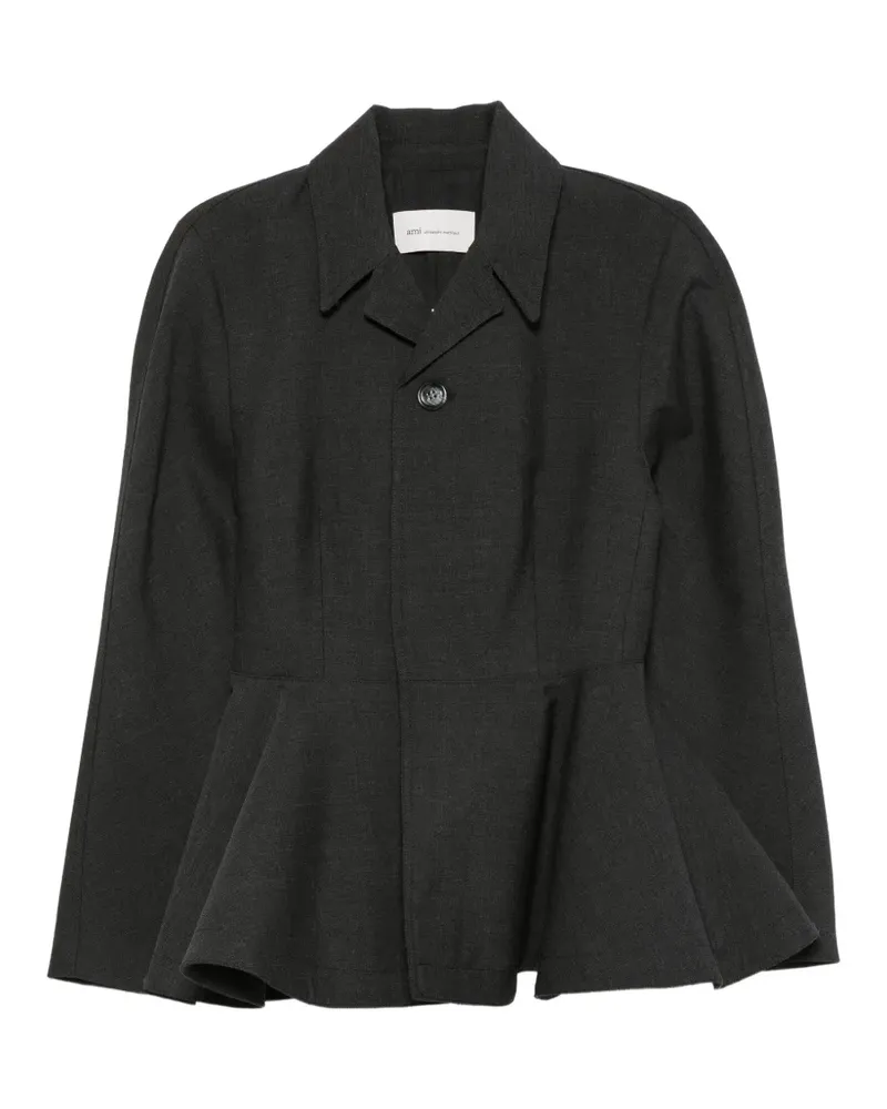AMI Paris Schurwolljacke mit Schößchen - Grau Grau