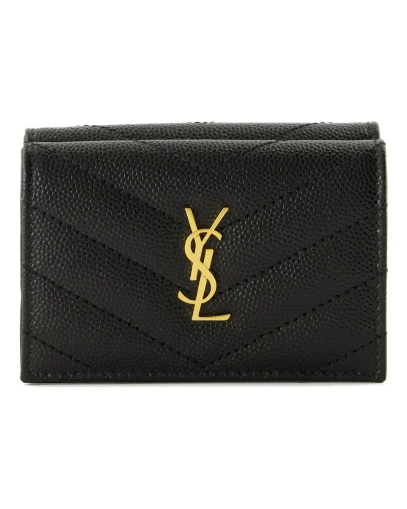 Saint Laurent Origami Monogram Portemonnaie - Schwarz Schwarz