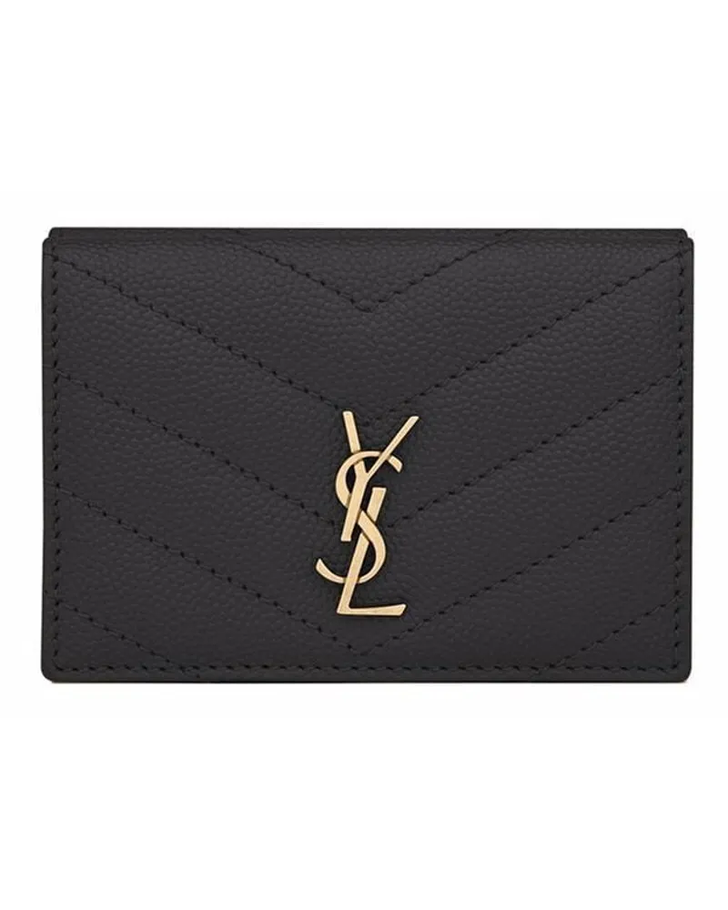Saint Laurent Origami Monogram Portemonnaie - Schwarz Schwarz