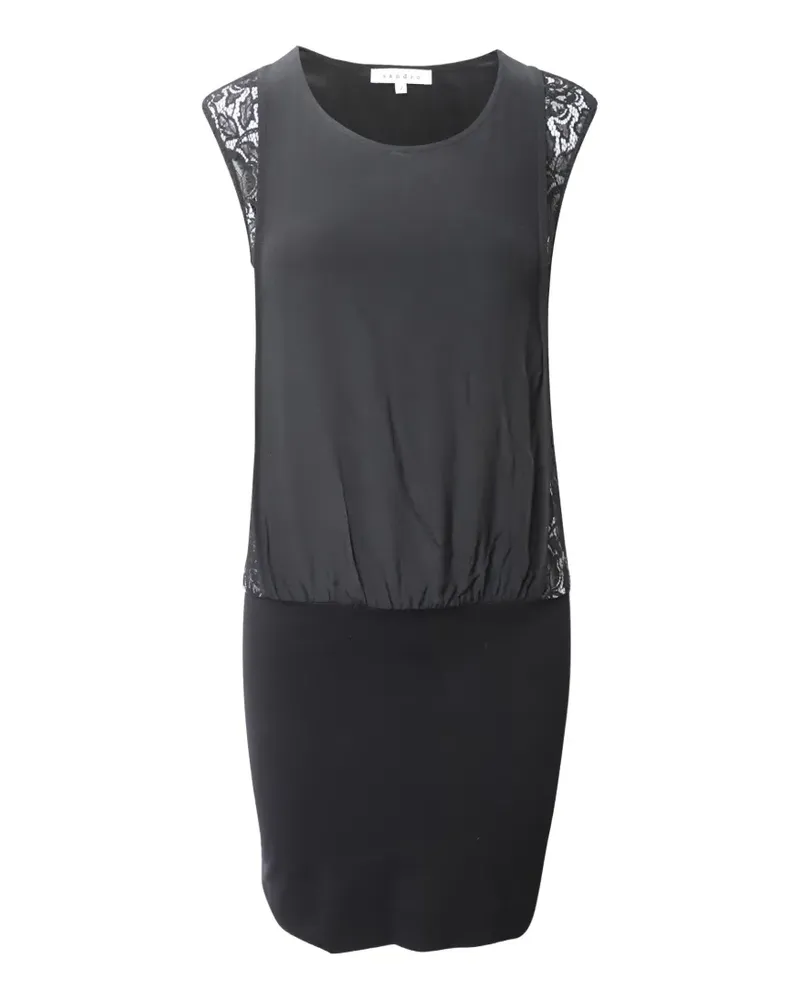 Sandro lace-detail round-neck dress - Schwarz Schwarz