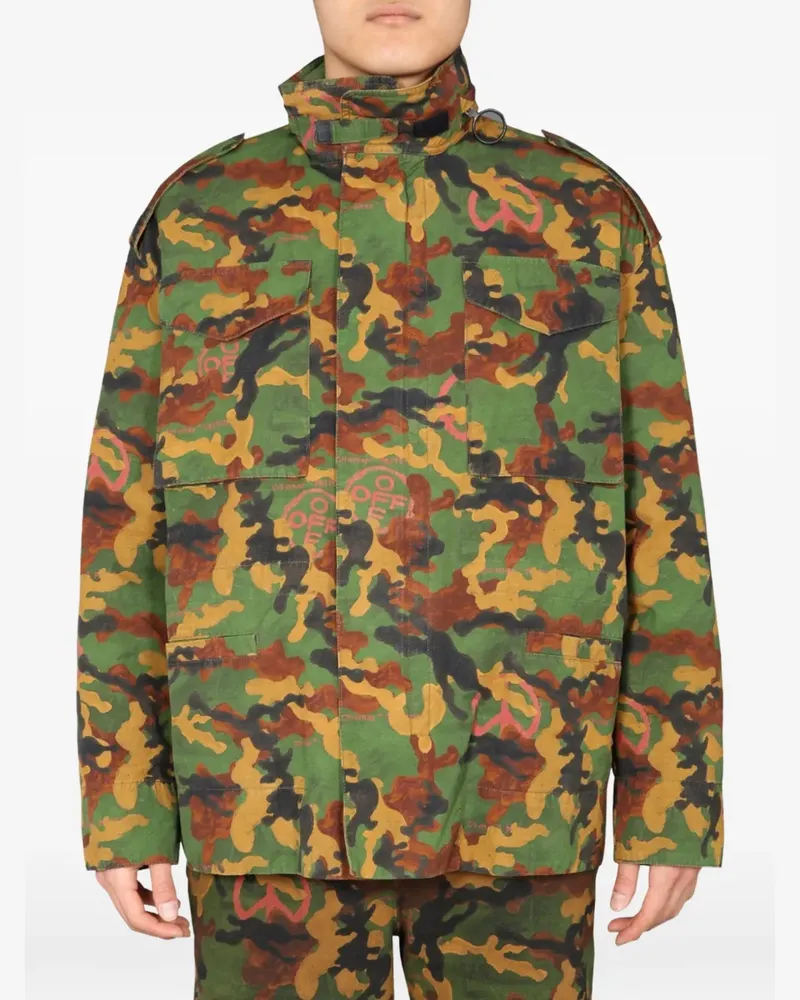OFF-WHITE Gefütterte Jacke mit Camouflagemuster - Grün Grün
