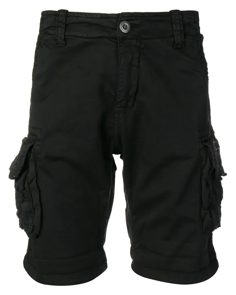 Alpha Industries Cargo-Shorts mit Logo - Schwarz Schwarz