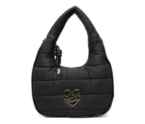 Gesteppte Tote Bag mit Herzschild - Schwarz