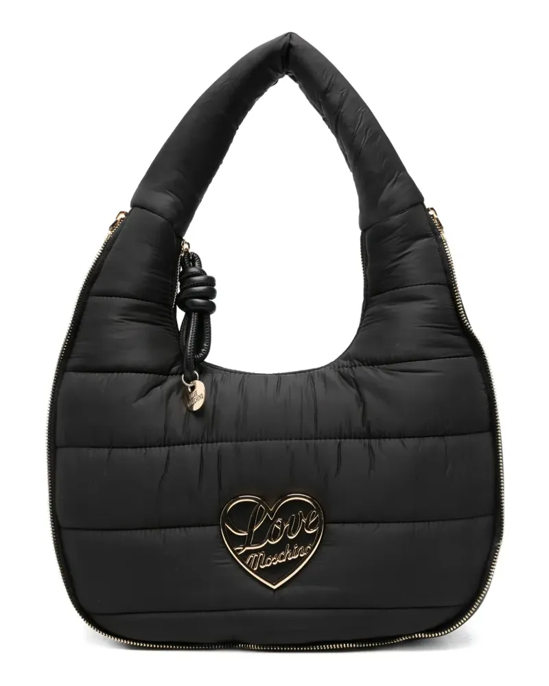 Moschino Gesteppte Tote Bag mit Herzschild - Schwarz Schwarz